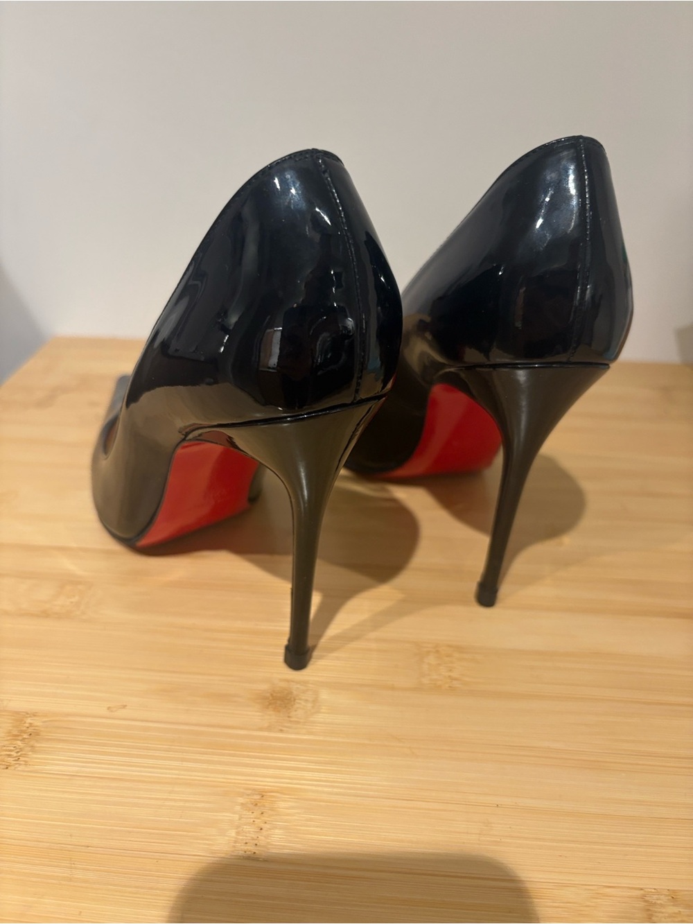 Christian Louboutin Black Patent Leather Pointed Stiletto with Red Sole - Picture 5 of 12